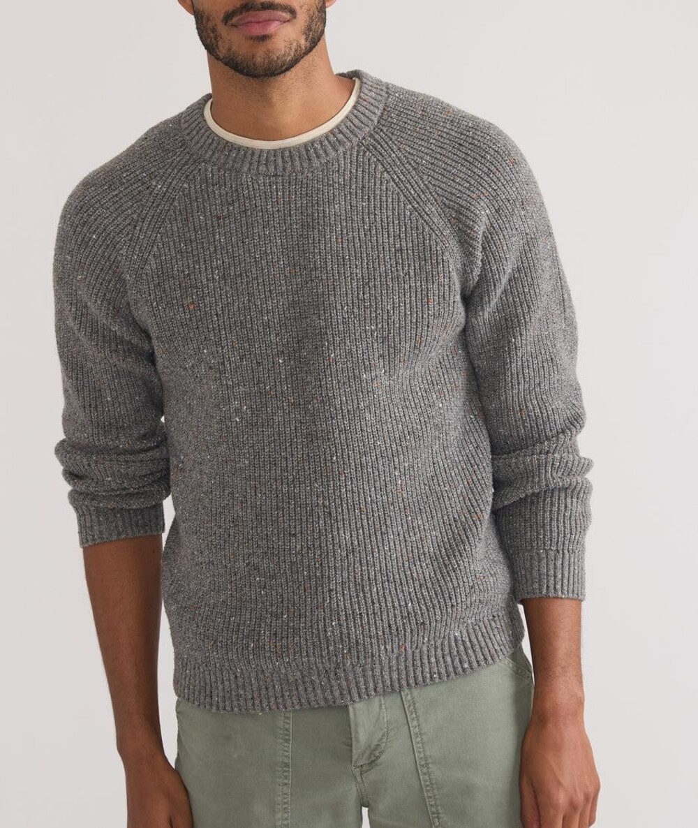 Outerknown Eastbank Sweater XL Gray Wool Organic Cotton Chunky Knit Crewneck